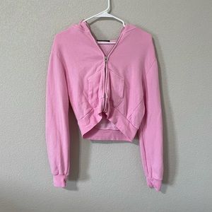 Brandy Melville Cropped Pink Christy Hoodie